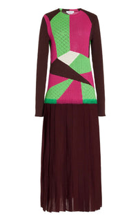 Fallon Dress en bordeaux profond multicolore 2/28 cachemire fil