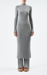 Castor Dress en bleu clair chiné soffio cachemire fil