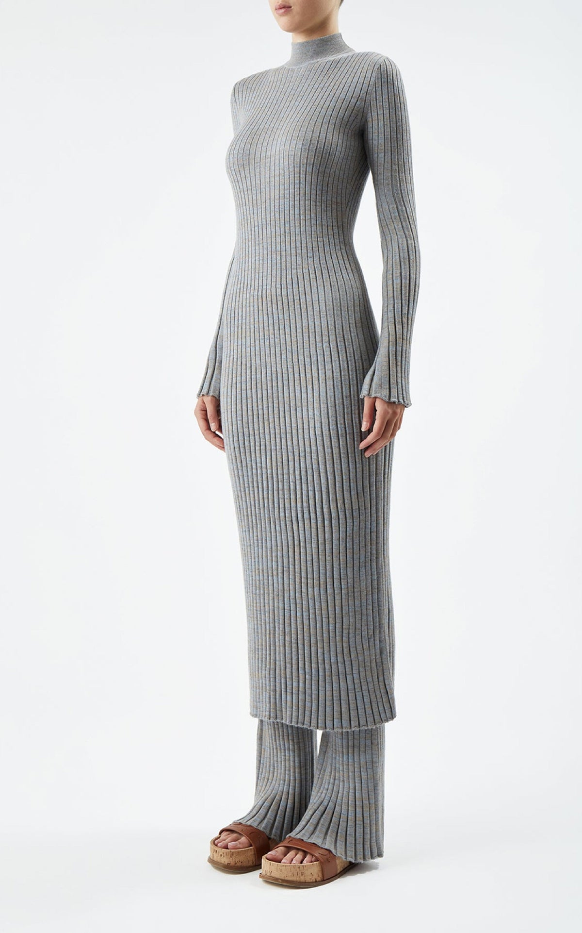 Castor Dress en bleu clair chiné soffio cachemire fil