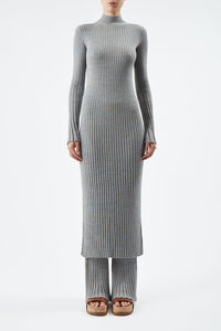 Light Blue Melange / Robe Castor en cachemire - Light Blue Melange