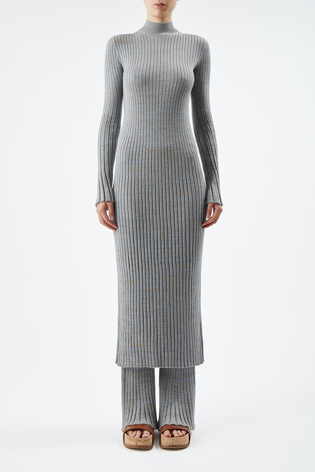 Light Blue Melange / Robe Castor en cachemire - Light Blue Melange