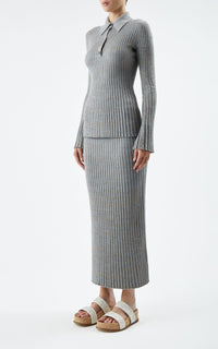 Conti Skirt en bleu clair chiné soffio cachemire fil