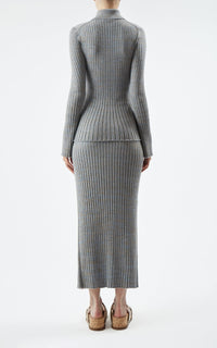 Conti Skirt en bleu clair chiné soffio cachemire fil