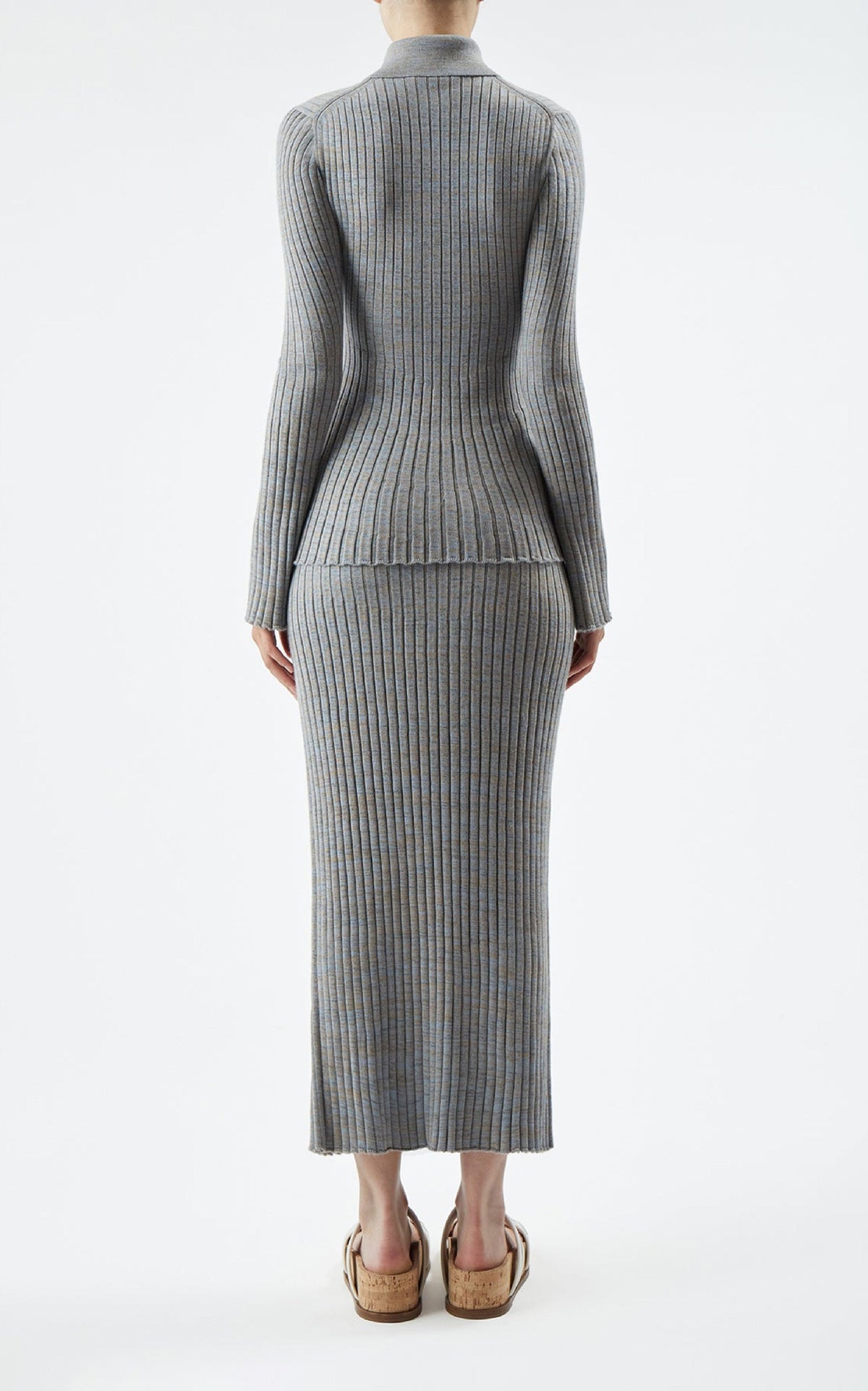 Conti Skirt en bleu clair chiné soffio cachemire fil