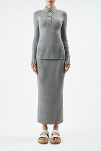 Light Blue Melange / Polo Alam en cachemire - Light Blue Melange