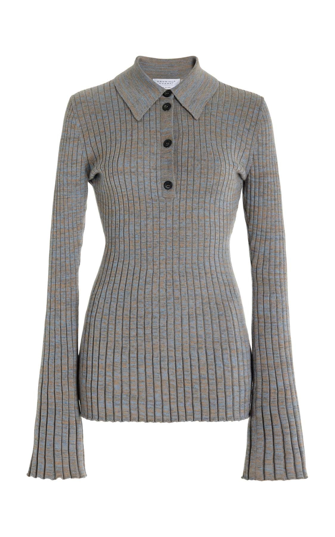 Alam Polo en bleu clair chiné soffio cachemire fil