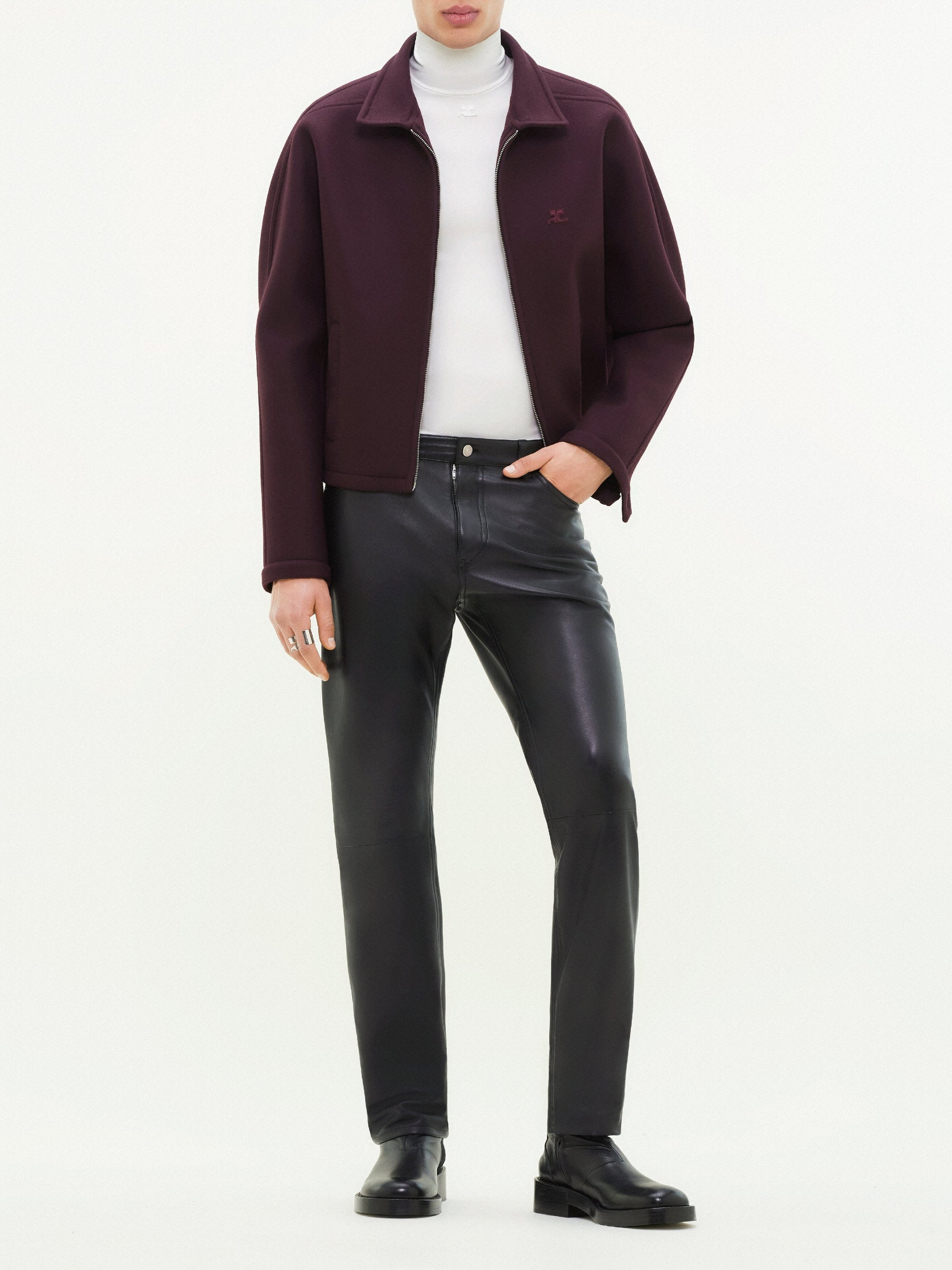 4pcs NEW / BOMBER ZIPPÉ EN LAINE - Burgundy
