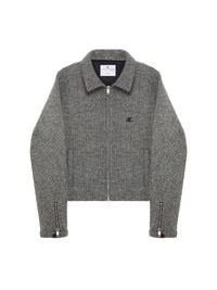 Bomber zippé en laine - Black & White