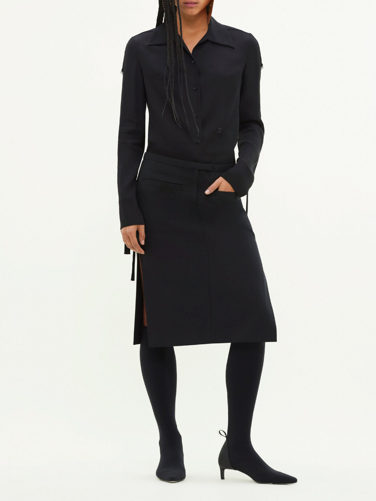 Chemise Strap fluide en soie - Black
