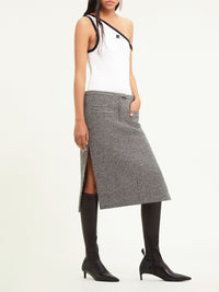 9pcs RELIQUAT 250€ / Jupe caviar à double fente en laine - Black & White