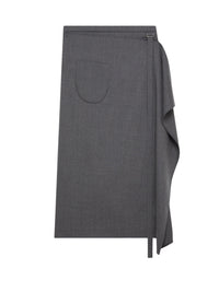 Jupe midi plissé sur le devant en laine - Steel Grey