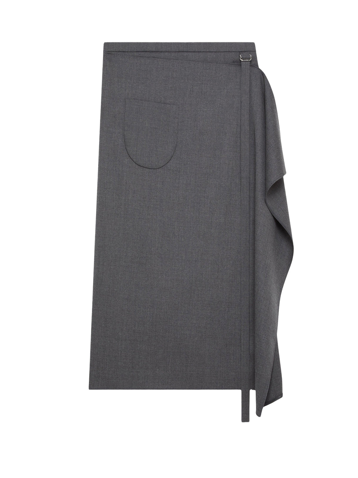 Jupe midi plissé sur le devant en laine - Steel Grey