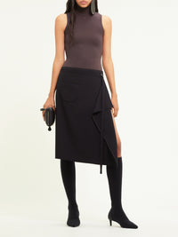 1pcs NEW /  JUPE TAILLEUR MIDI À PANNEAU - Black