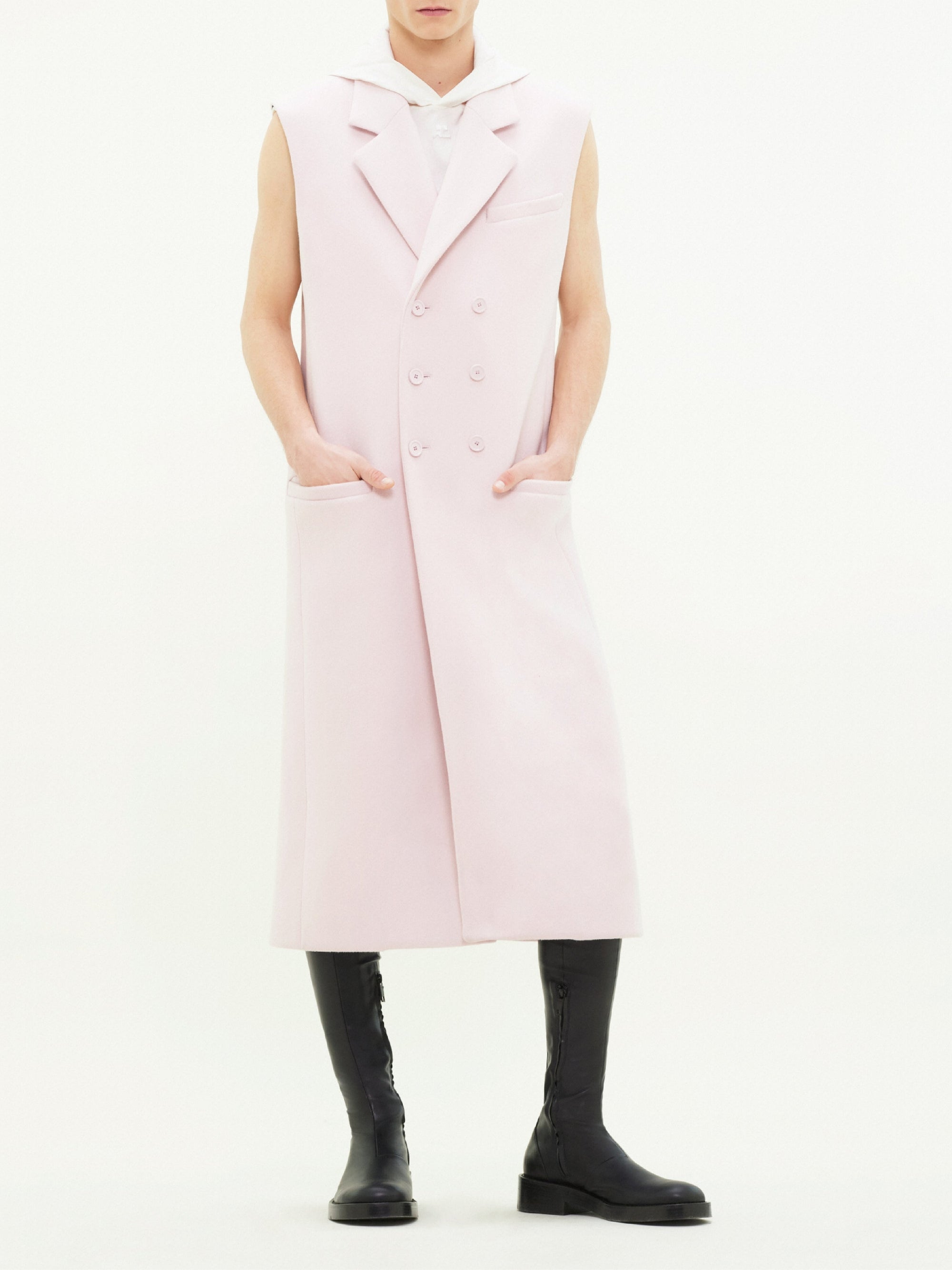 4pcs NEW / MANTEAU BRODÉ SANS MANCHE - Powder pink