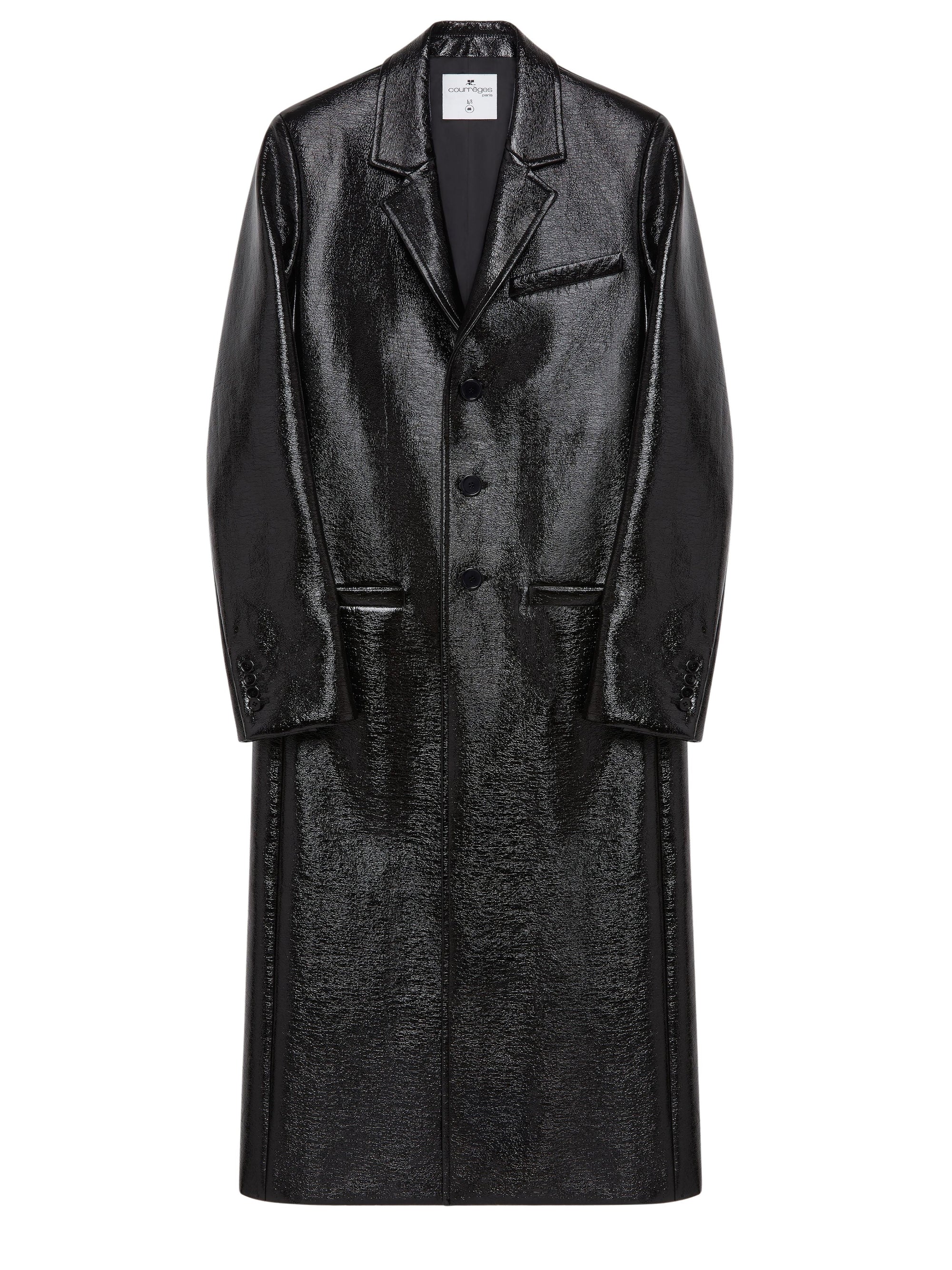 4pcs NEW / MANTEAU EN VINYLE À MANCHES ZIPPÉES  - Black