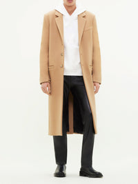 Manteau droit col ajusté en laine - Camel