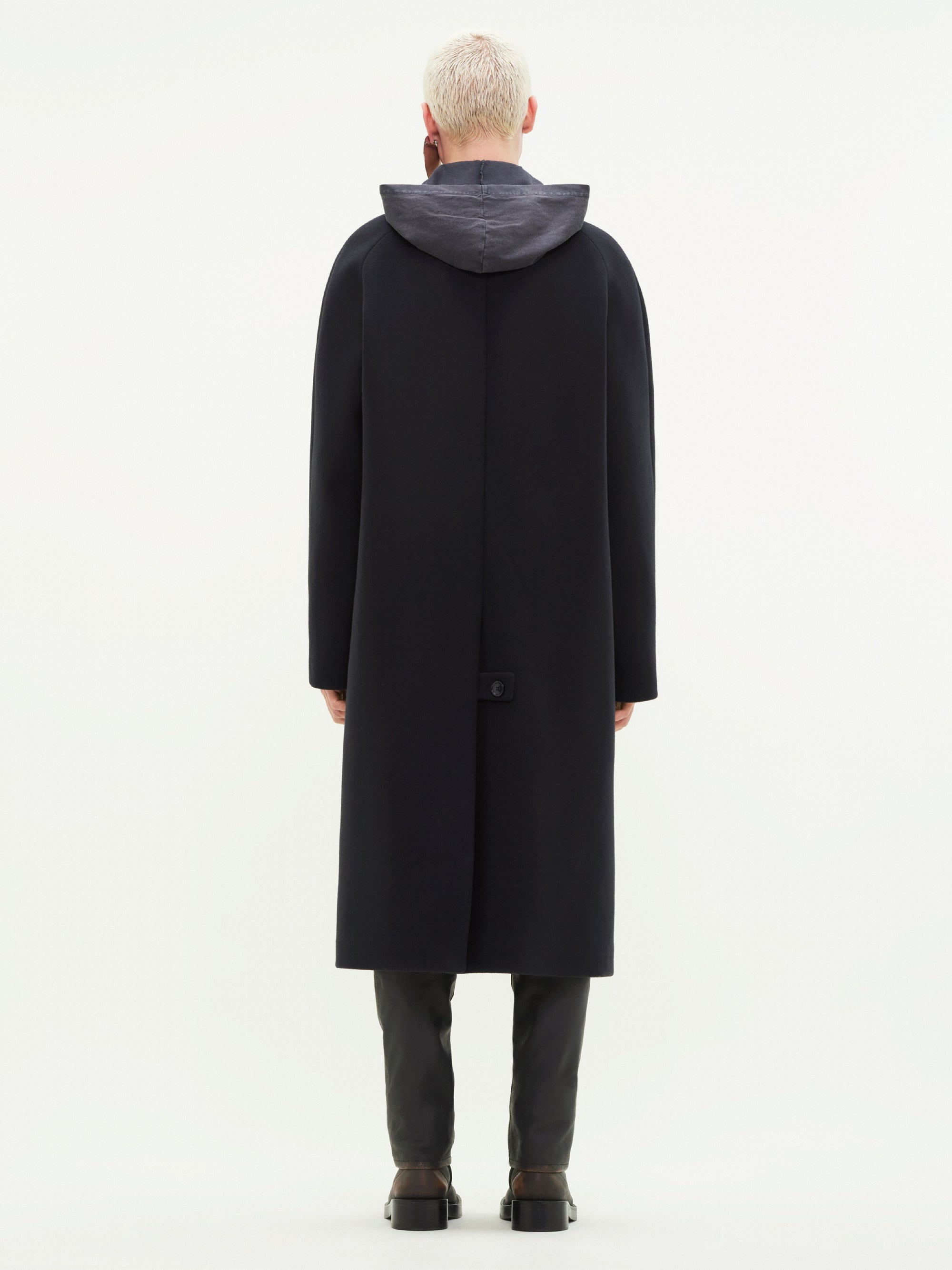 2pcs NEW / MANTEAU EN LAINE À MANCHES ZIPPÉES  - Black