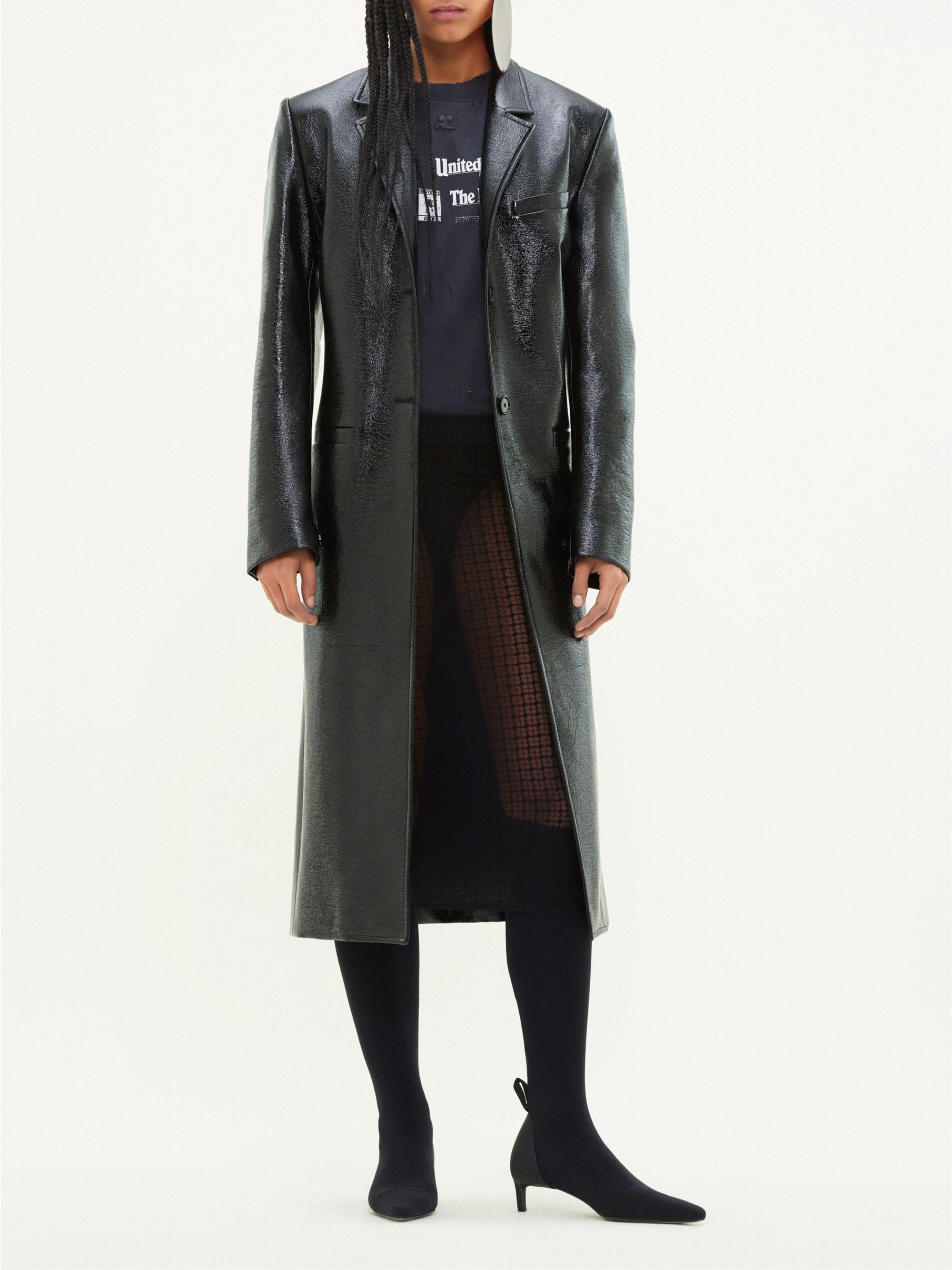 9pcs RELIQUAT 590€ / Manteau strap en vinyle - Black