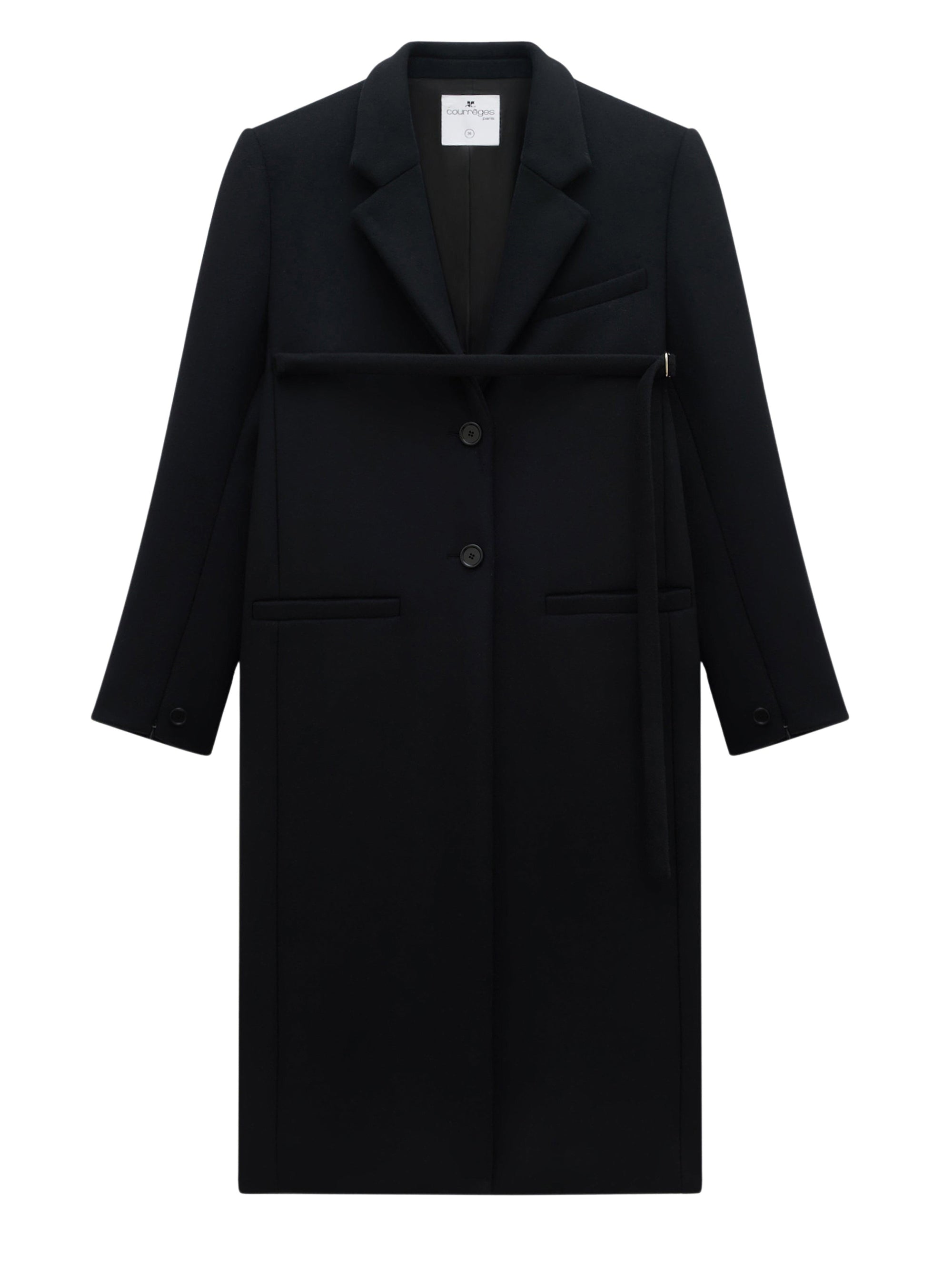 8pcs RELIQUAT 590€ / Manteau strap en laine - Black