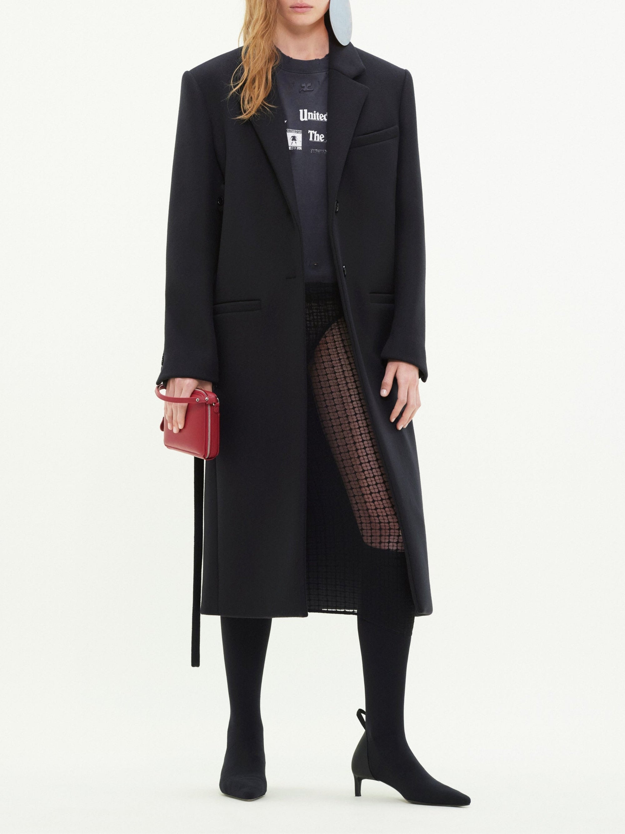 8pcs RELIQUAT 590€ / Manteau strap en laine - Black