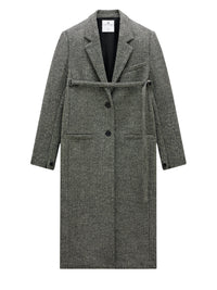 Manteau Strap en laine caviar - Black & White