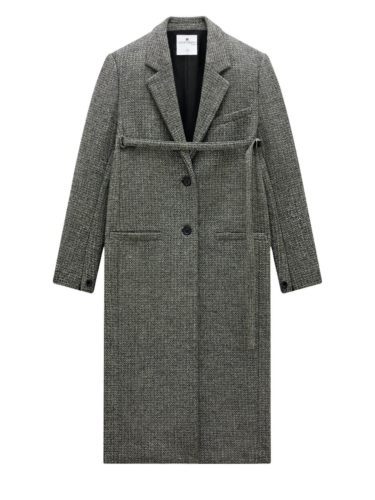 Manteau Strap en laine caviar - Black & White