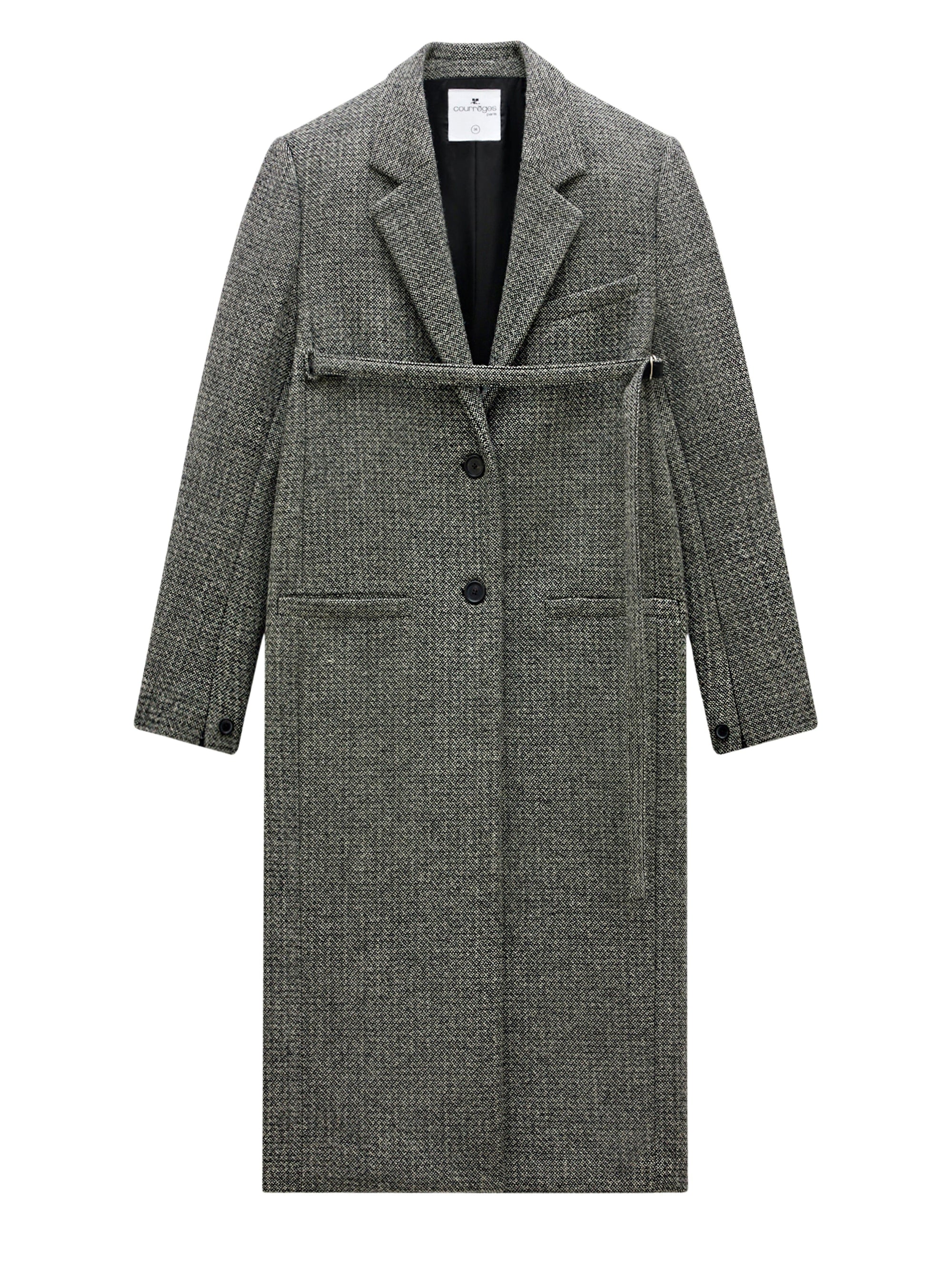 7pcs RELIQUAT 690€ / Manteau strap en laine caviar - Black & White