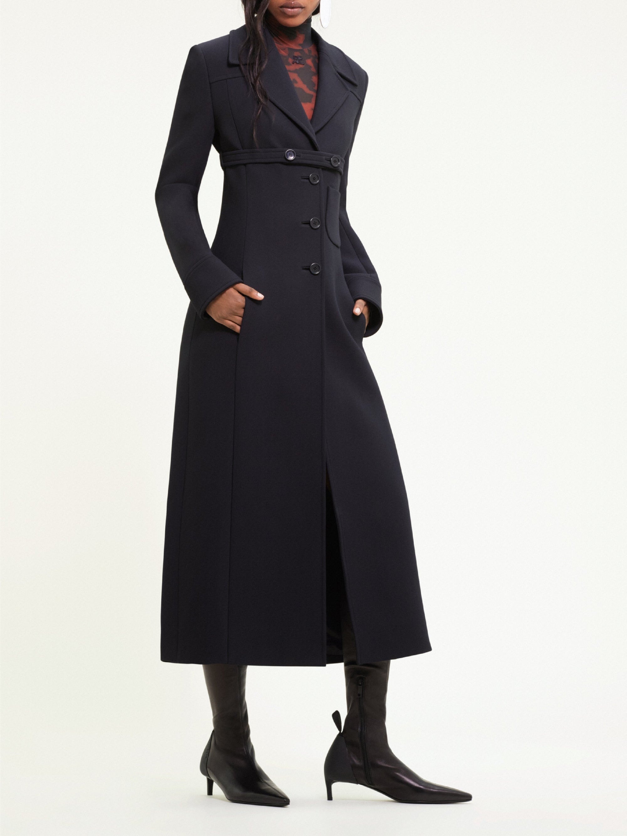 3pcs NEW / MANTEAU HÉRITAGE EN CREPE - Black