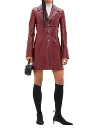 9pcs RELIQUAT 550€ / Manteau court ceinturé en vinyle - Groseille foncé