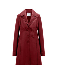 9pcs RELIQUAT 550€ / Manteau court ceinturé en vinyle - Groseille foncé