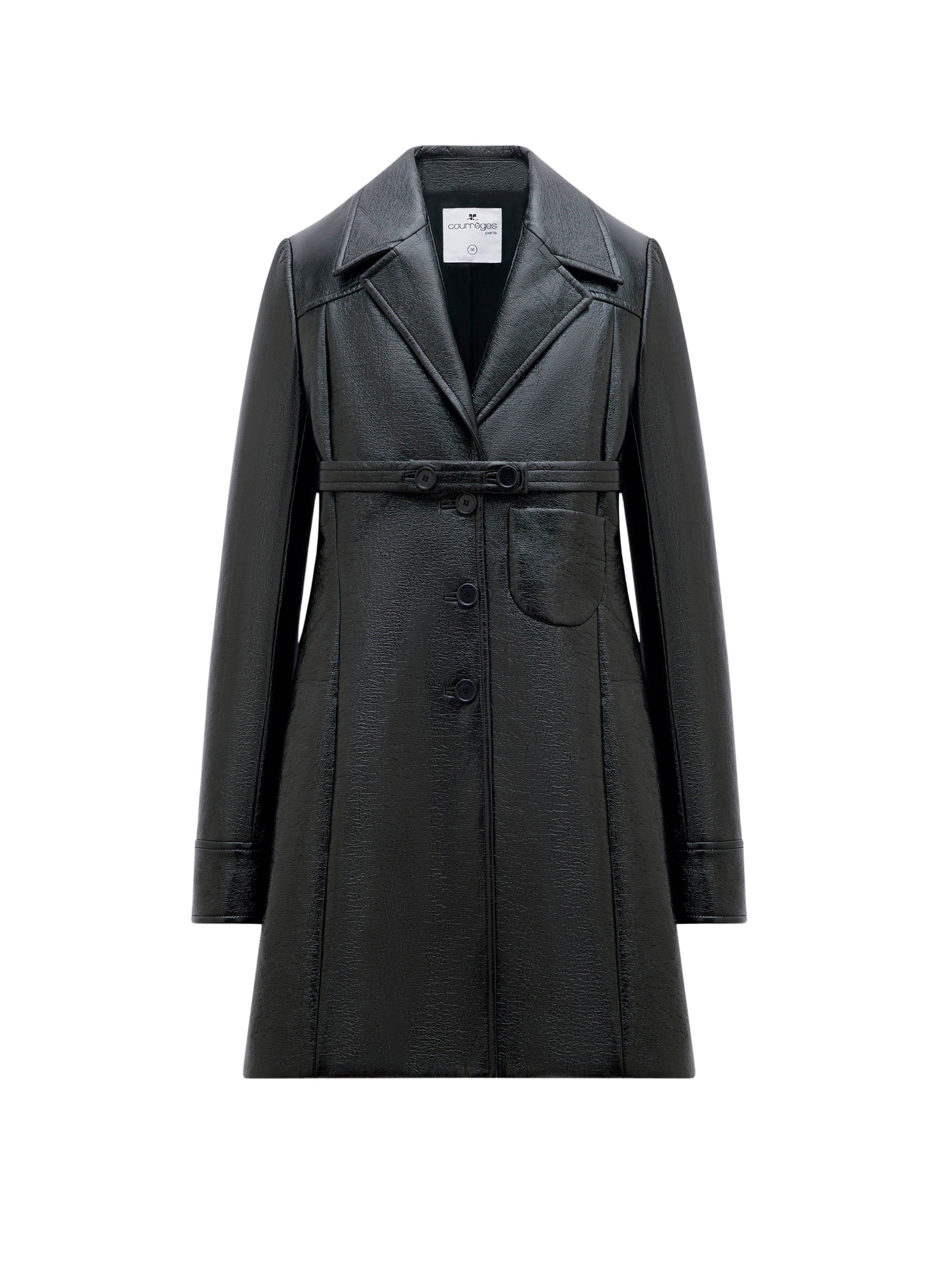 28pcs RELIQUAT 550€ / Manteau court ceinturé en vinyle - Black