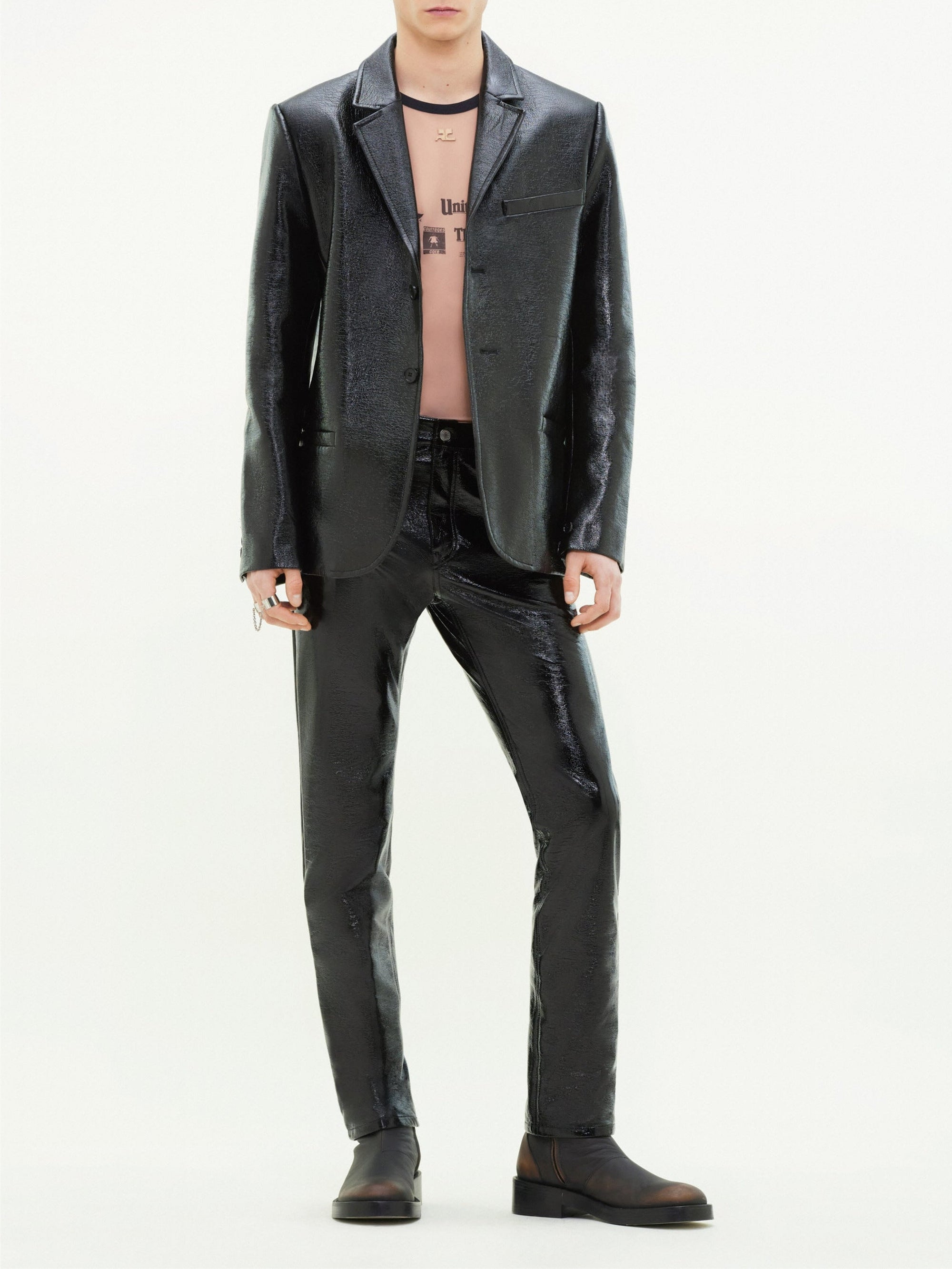 15pcs RELIQUAT 490€ / Veste à manches zippées en vinyle - Black