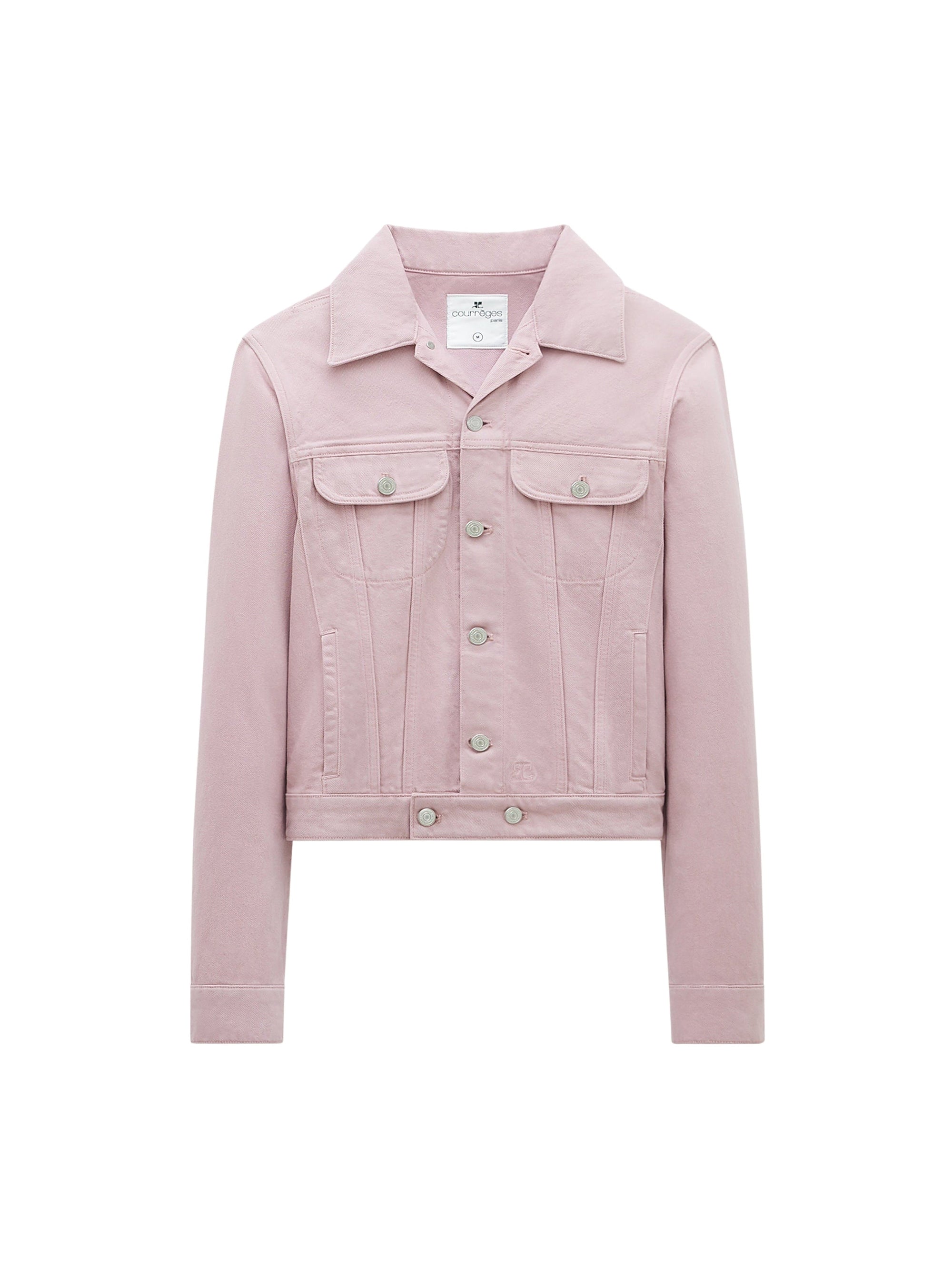 1pcs RELIQUAT 190€ / Blouson trucker surpiqué en denim - Powder pink