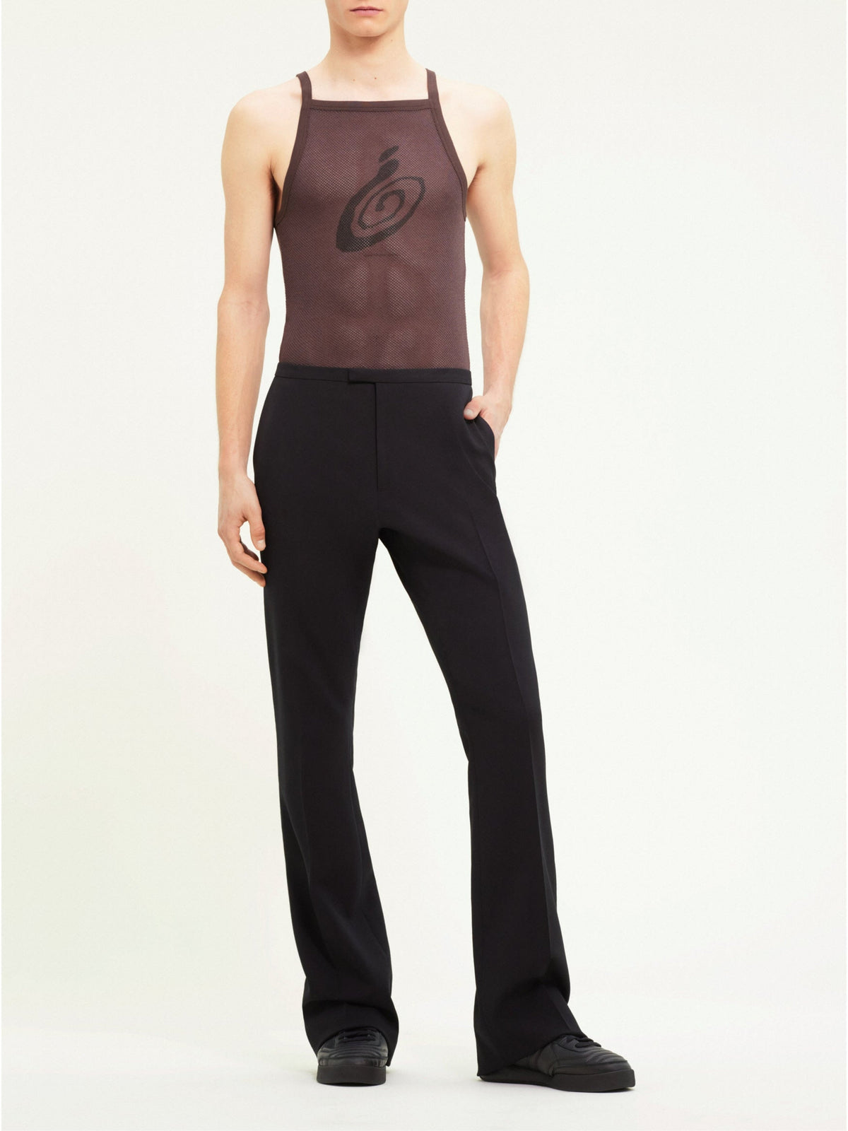 NECKLINE MESH PRINTED