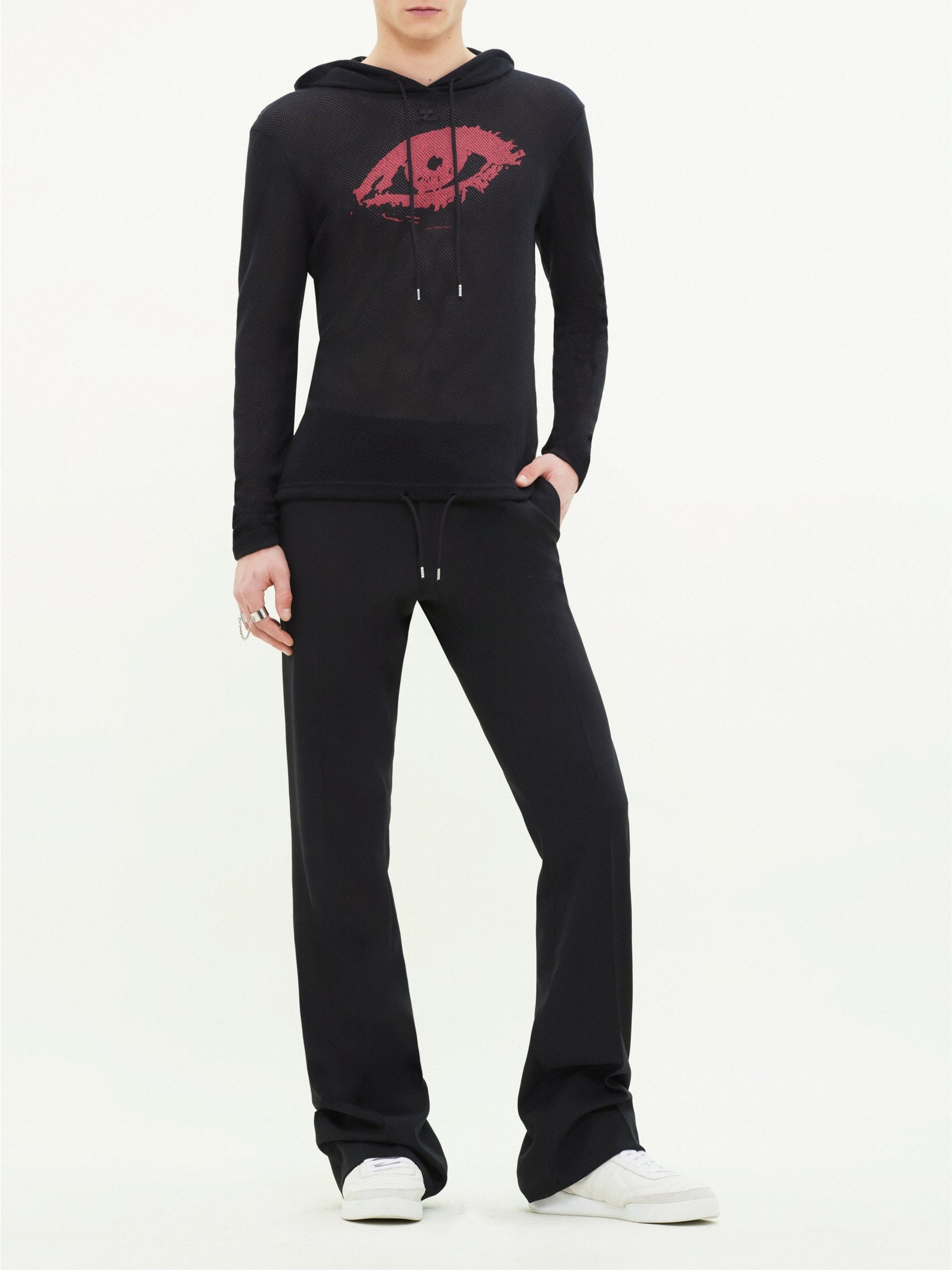 2pcs RELIQUAT 120€ / Hoodie imprimé en mesh - Black