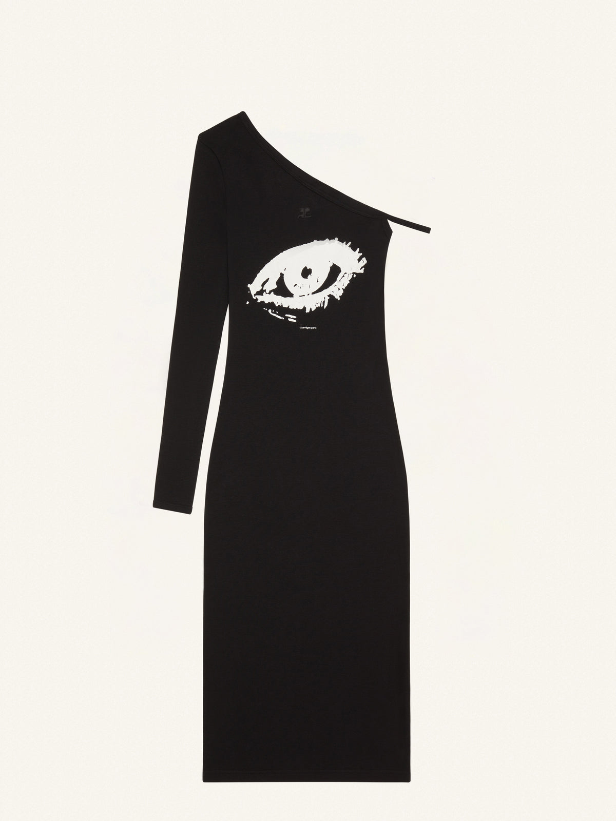 LONG DRESS ONE SLEEVE CONTRAST PRINT-M