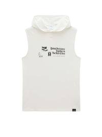Sleeveless printed hooded T-shirt - Heritage White