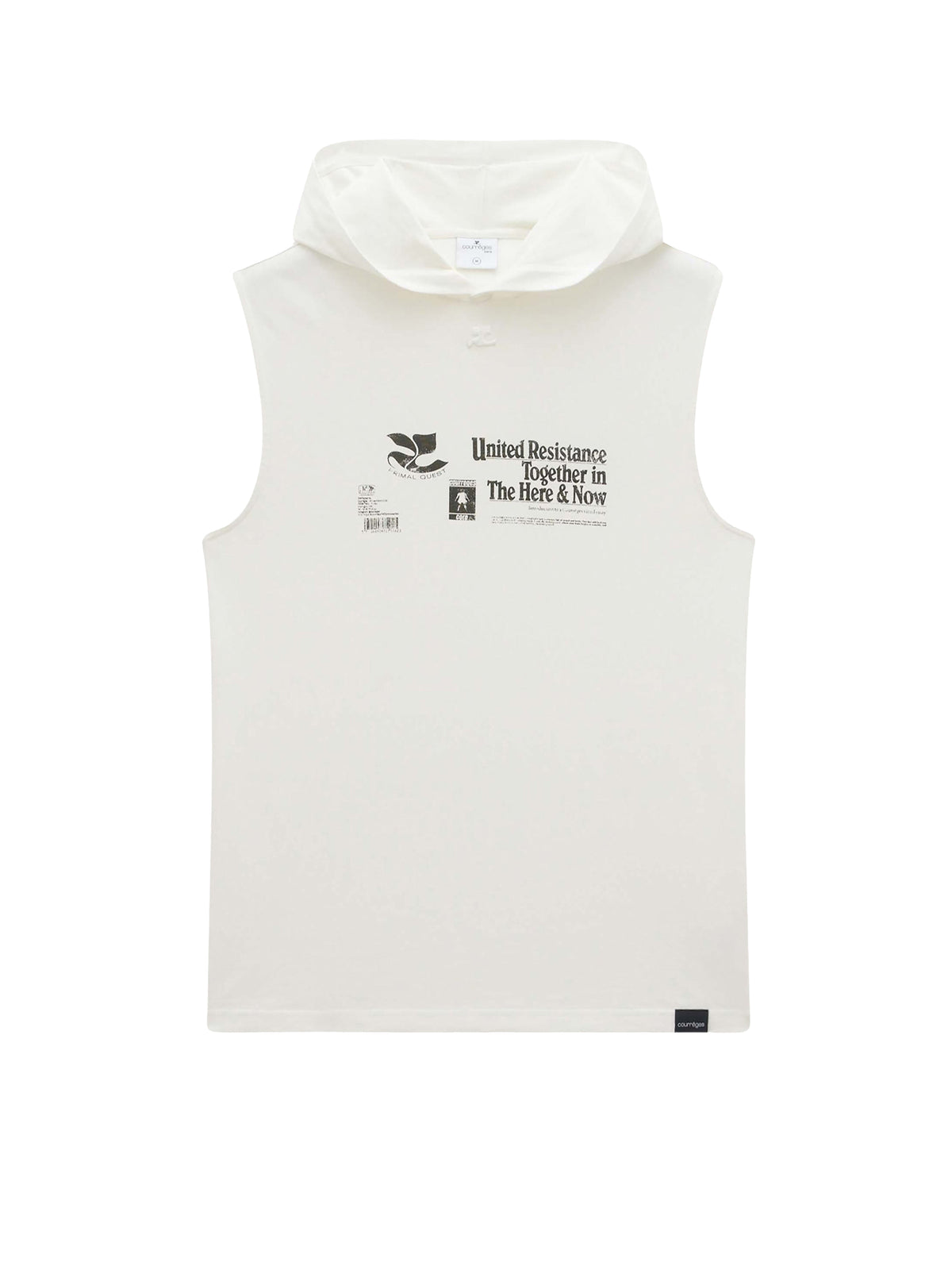 Sleeveless printed hooded T-shirt - Heritage White