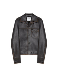 2pcs NEW / BLOUSON EN CUIR EFFET USÉ  - Chocolate black