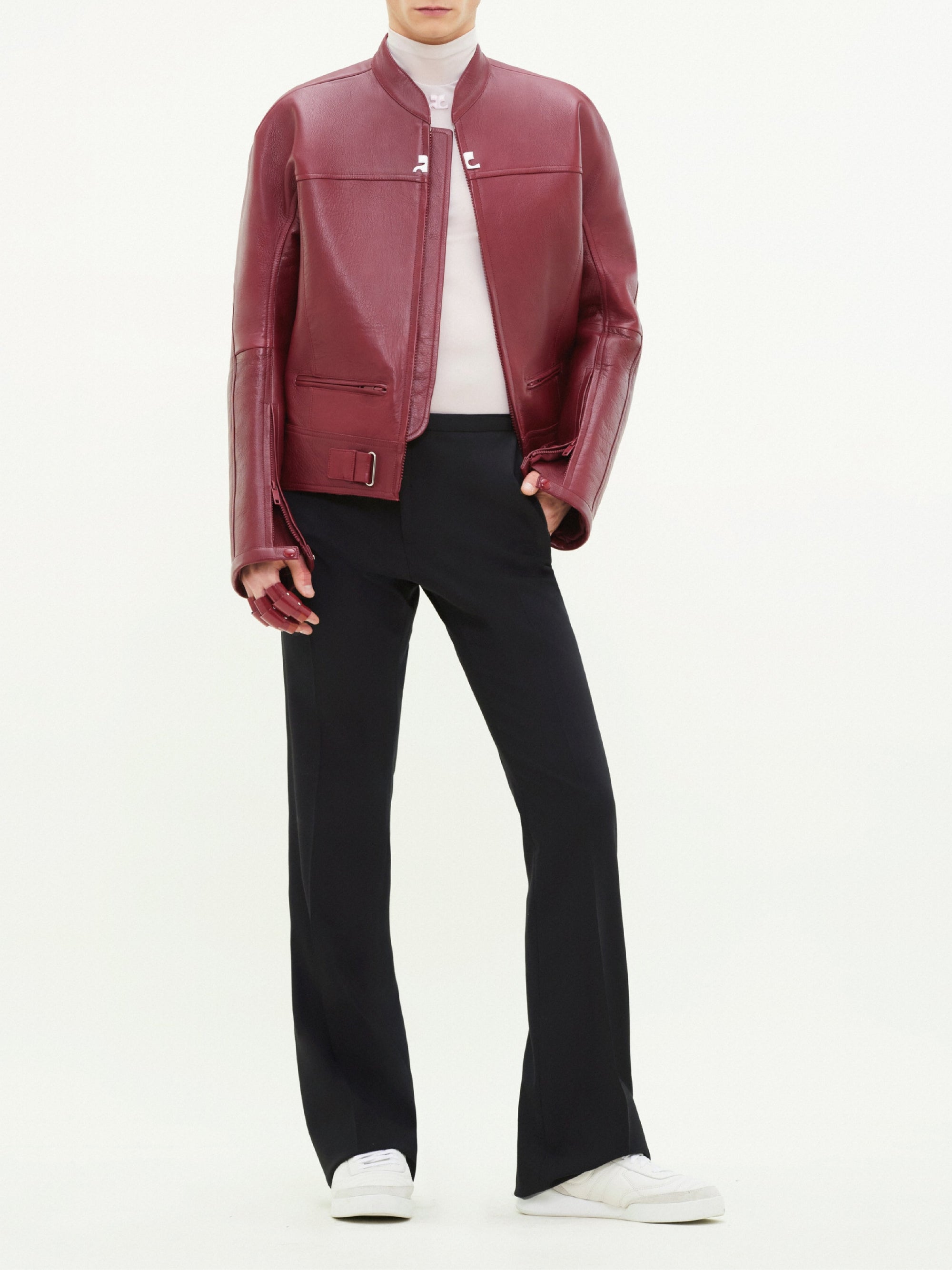 16pcs NEW / BLOUSON SCUBA EN CUIR  - Groseille foncé