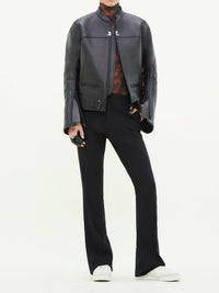 Blouson Biker avec manches zippées en cuir - Black