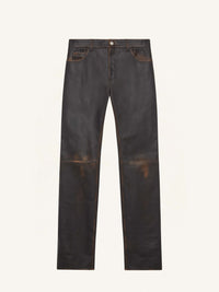 PANTALON 5 POCHES EN CUIR USÉ