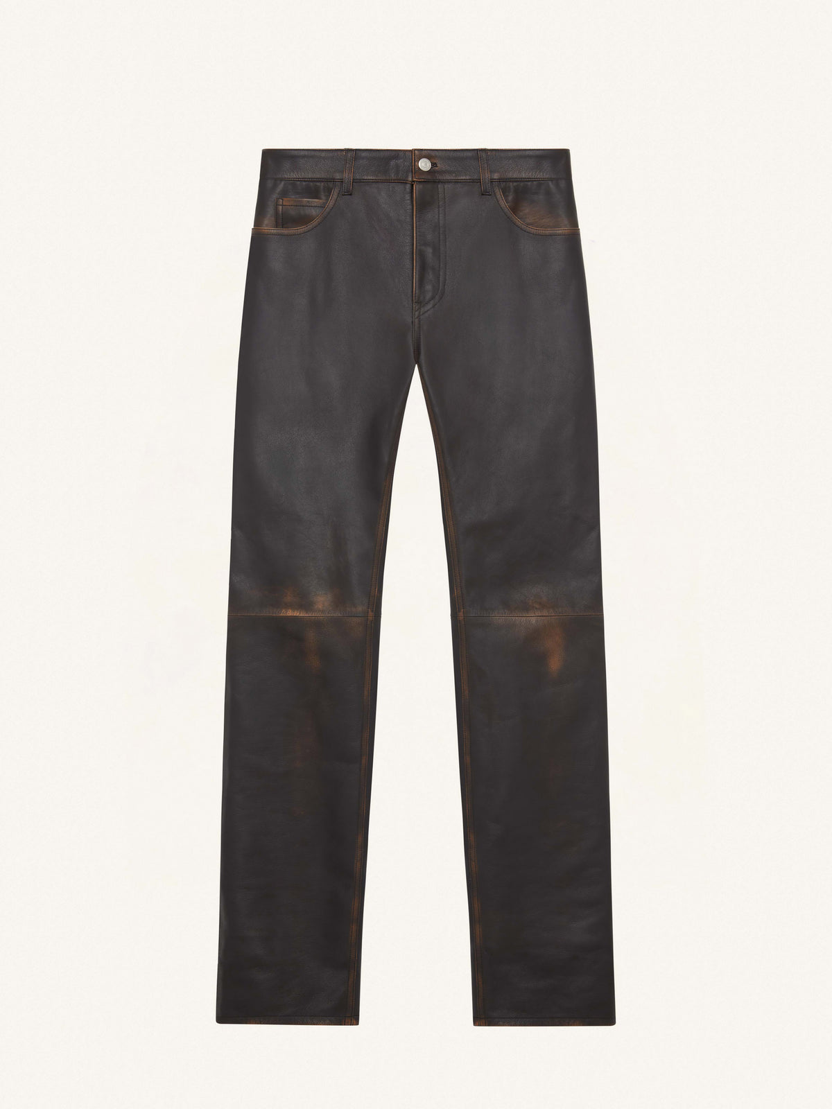 PANTALON 5 POCHES EN CUIR USÉ