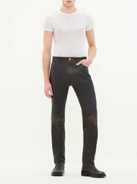 5-pocket distressed leather trousers - Chocolate Black