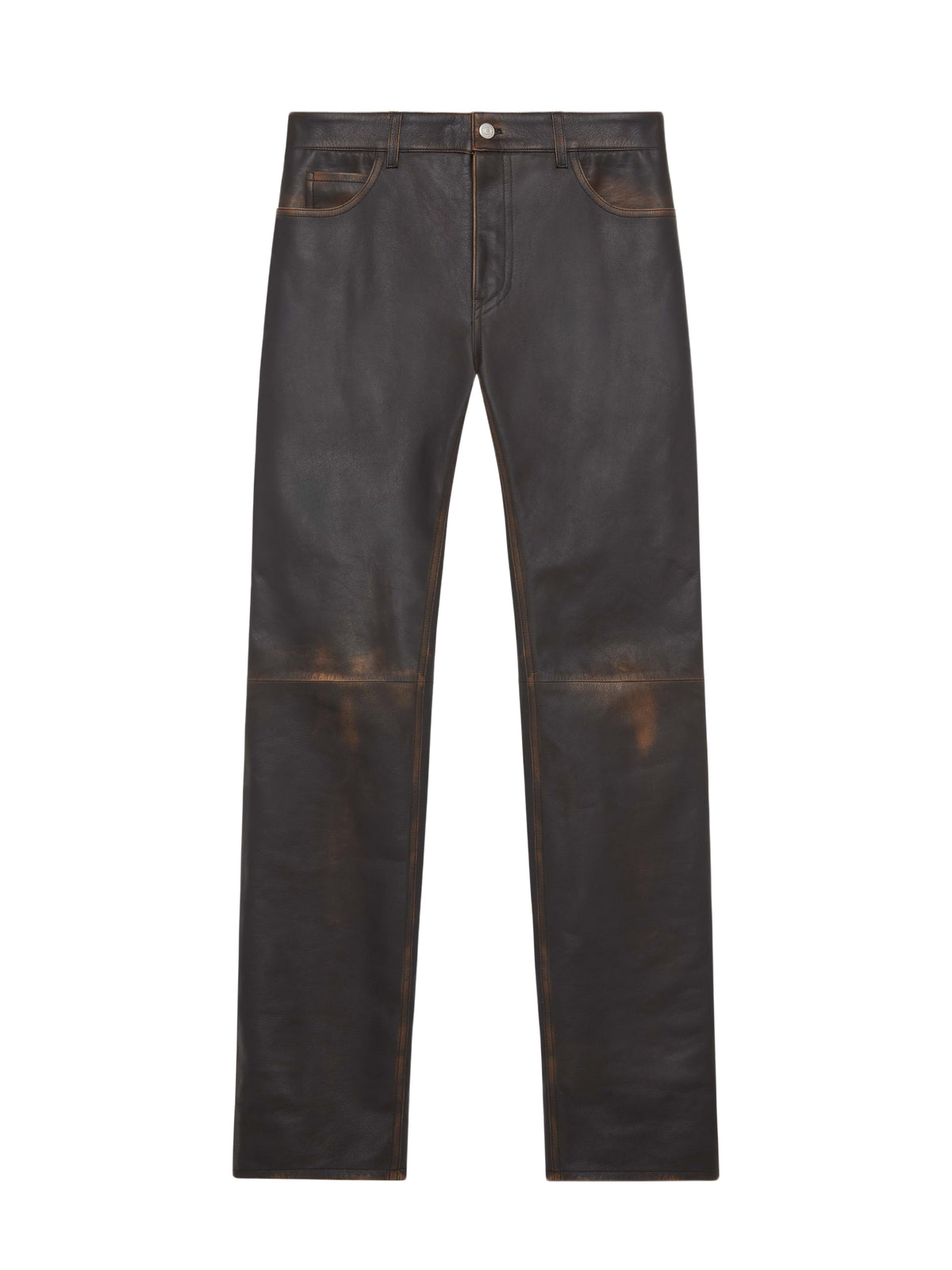 PRIX MARQUE : 550 / PANTALON 5 POCHES EN CUIR USÉ