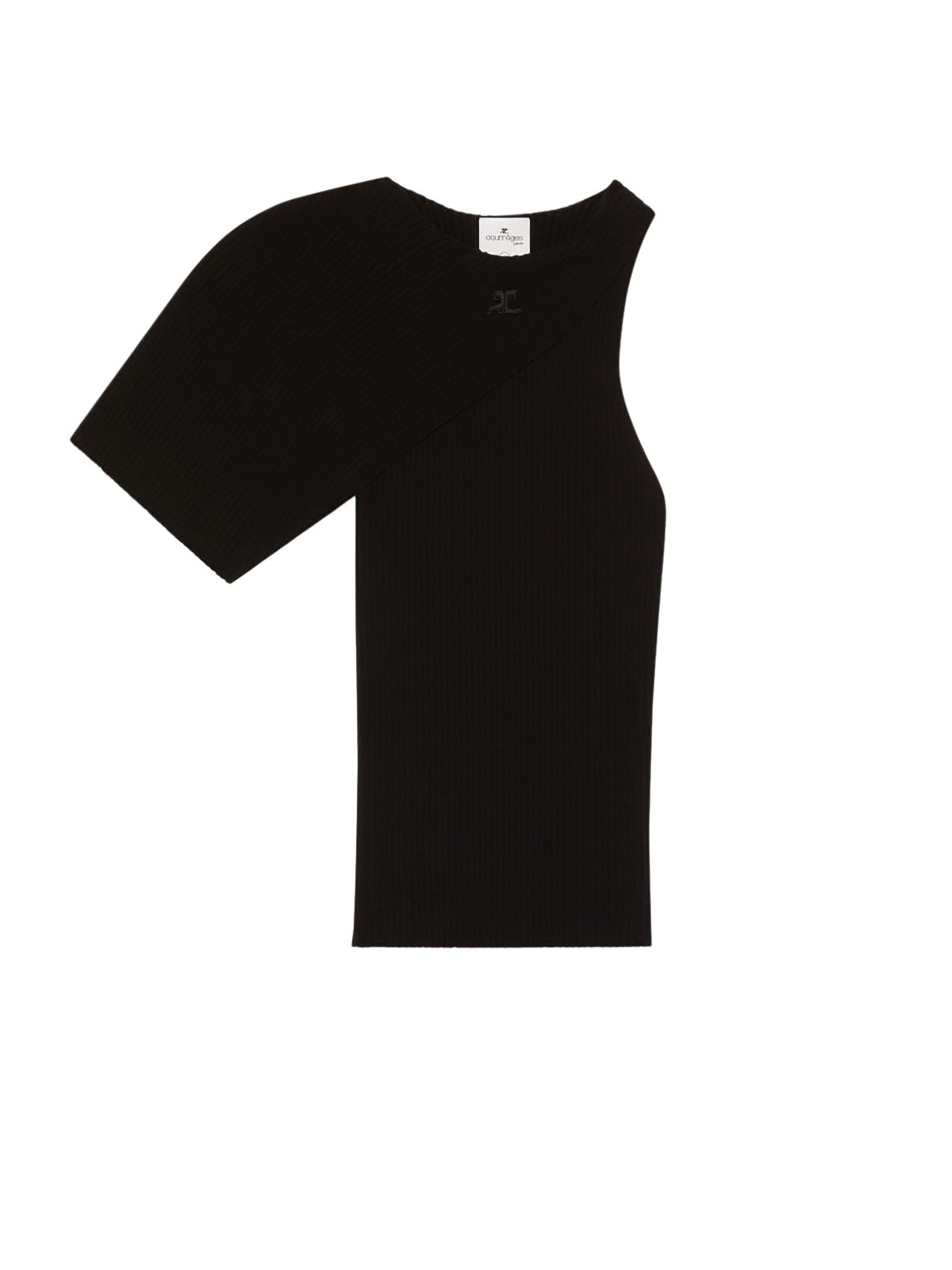 13pcs RELIQUAT 120€ / Pull en maille côtelé à waves asymétriques - Black