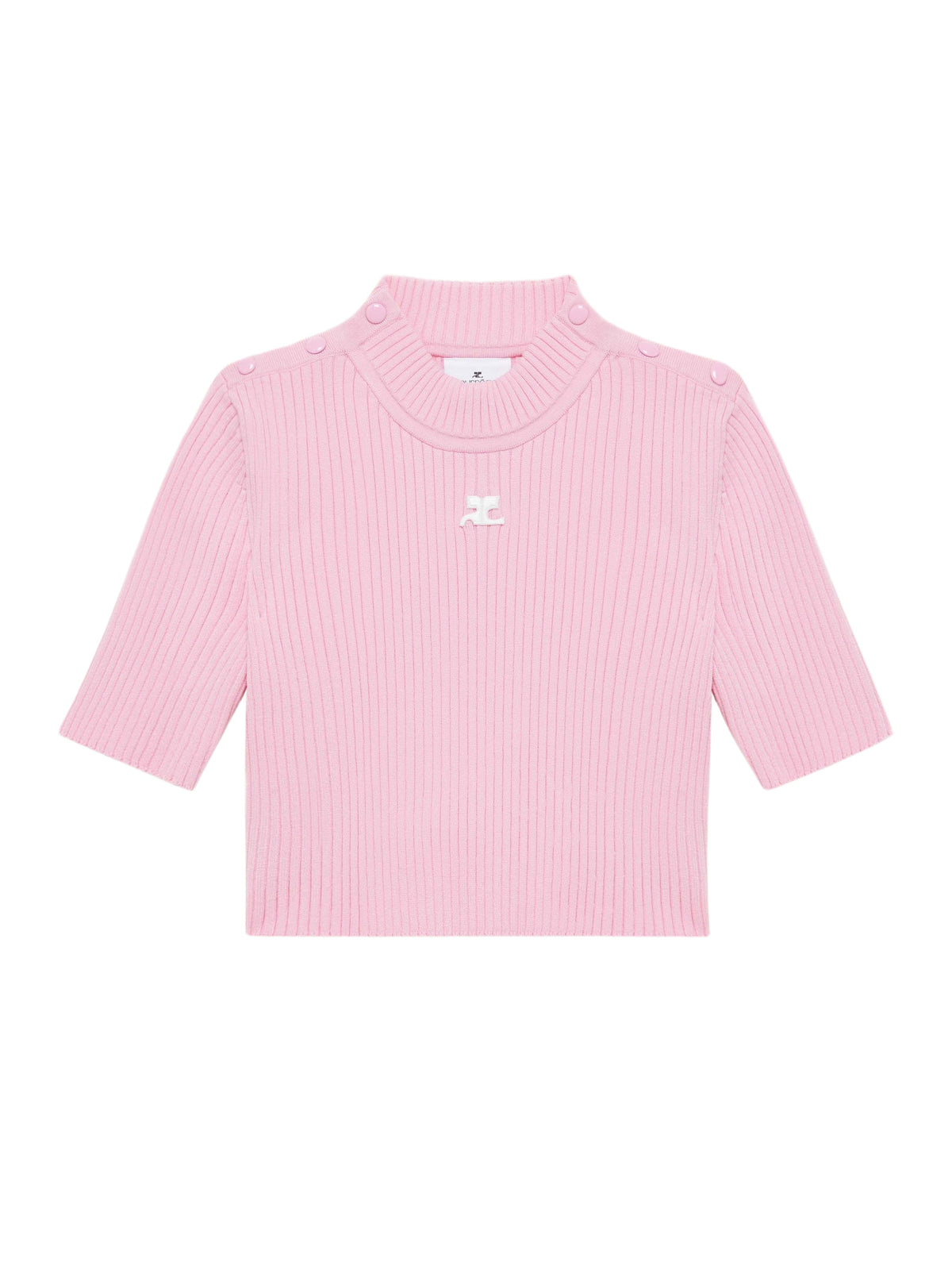PRIX MARQUE : 100 / CROP SWEATER SHOULDER SNAPS RIB KNIT-XS