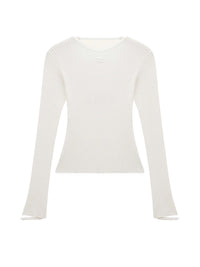 Pull iconique poignets élastiques en maille côtelé - Heritage White