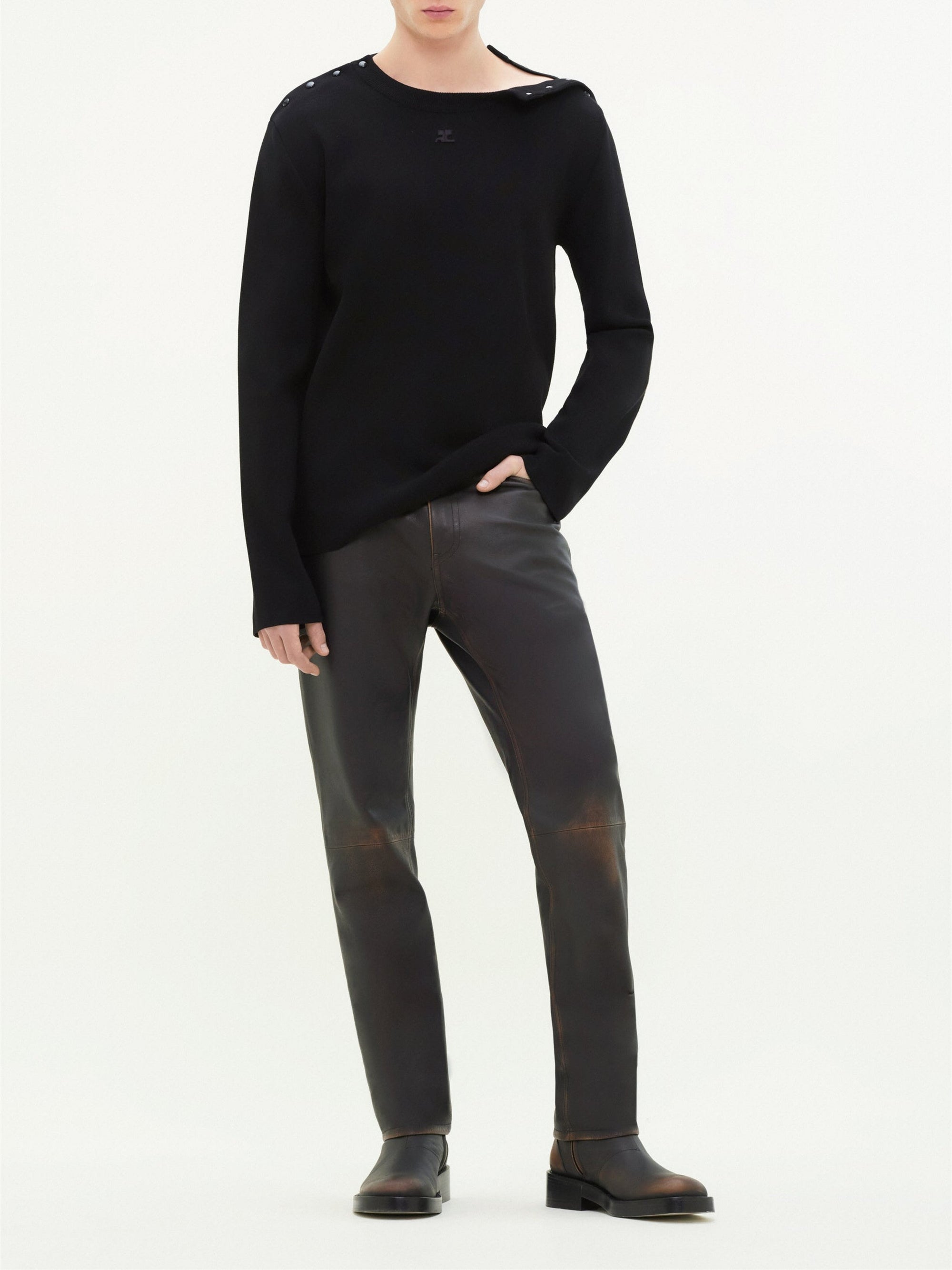 4pcs RELIQUAT 190€ / Pull boutons-pression tricot milano - Black