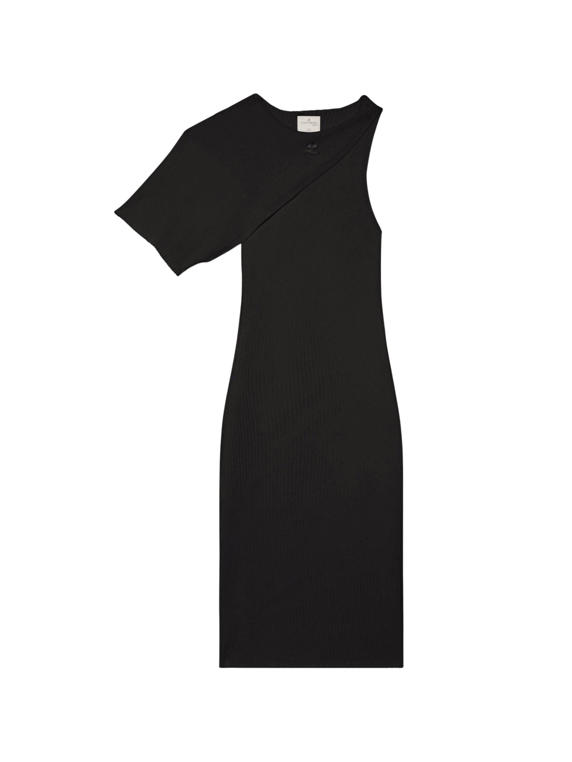 5pcs RELIQUAT 220€ / Robe long asymétrique en maille côtelé - Black